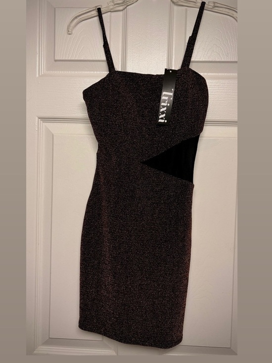 Trixxi Dresses & Skirts - Trixxi Brown Sparkle Cutout Mini Dress